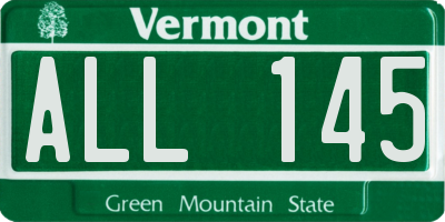 VT license plate ALL145