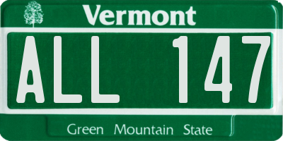 VT license plate ALL147