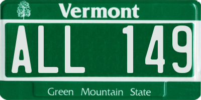 VT license plate ALL149
