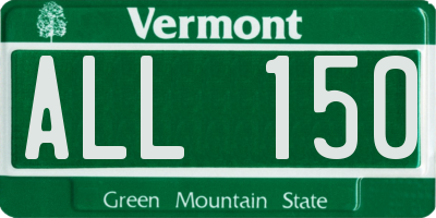 VT license plate ALL150