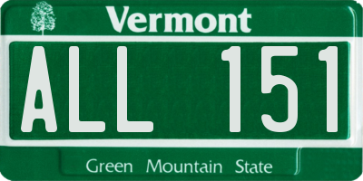 VT license plate ALL151