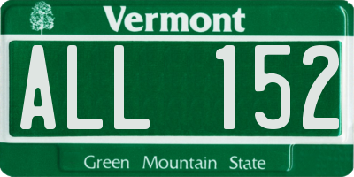 VT license plate ALL152