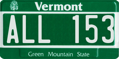 VT license plate ALL153