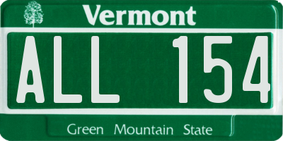 VT license plate ALL154