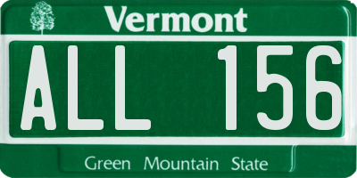 VT license plate ALL156
