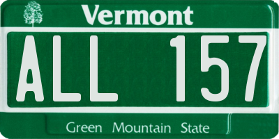 VT license plate ALL157