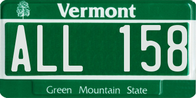 VT license plate ALL158