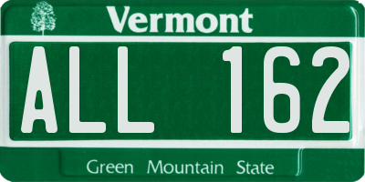 VT license plate ALL162