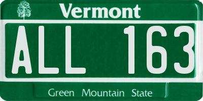 VT license plate ALL163