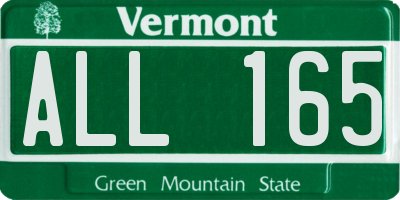 VT license plate ALL165