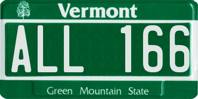VT license plate ALL166