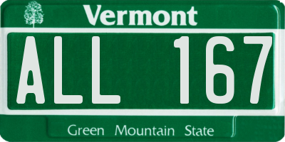 VT license plate ALL167