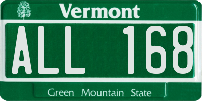 VT license plate ALL168