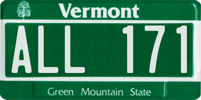 VT license plate ALL171
