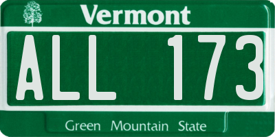 VT license plate ALL173