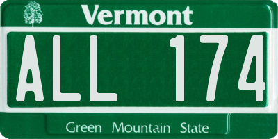 VT license plate ALL174