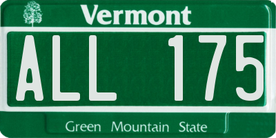 VT license plate ALL175