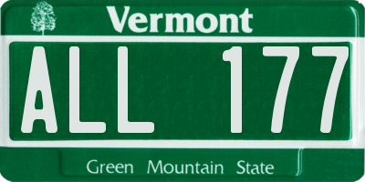 VT license plate ALL177