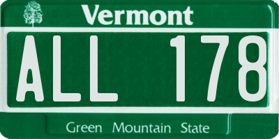 VT license plate ALL178