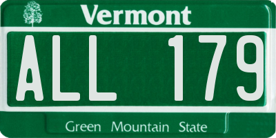 VT license plate ALL179
