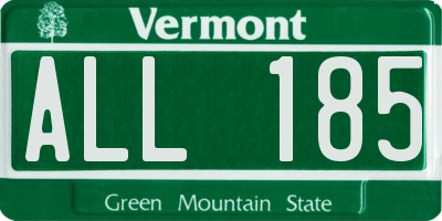 VT license plate ALL185