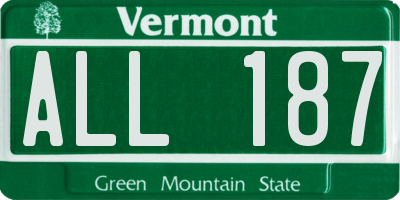 VT license plate ALL187