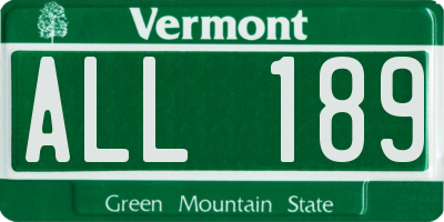 VT license plate ALL189