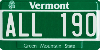 VT license plate ALL190