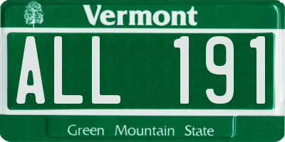 VT license plate ALL191