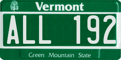 VT license plate ALL192
