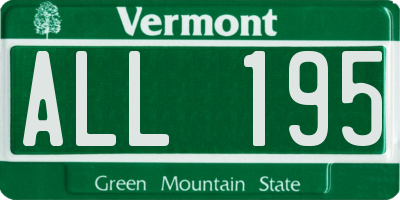 VT license plate ALL195