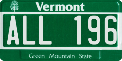 VT license plate ALL196