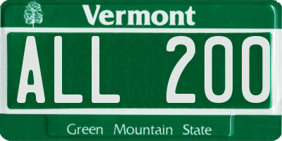 VT license plate ALL200