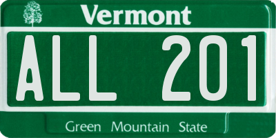 VT license plate ALL201