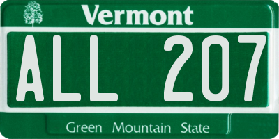 VT license plate ALL207