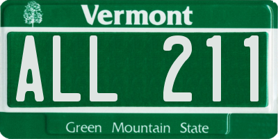 VT license plate ALL211