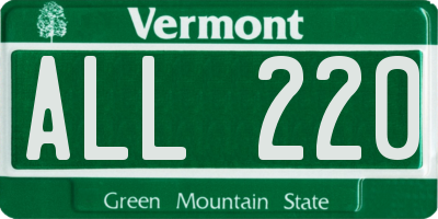 VT license plate ALL220