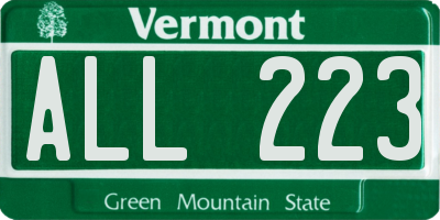 VT license plate ALL223