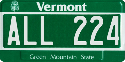 VT license plate ALL224