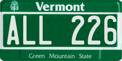 VT license plate ALL226