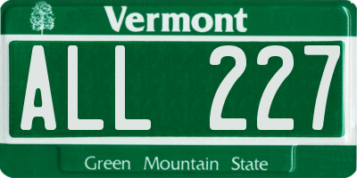 VT license plate ALL227