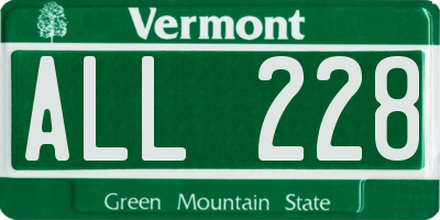 VT license plate ALL228