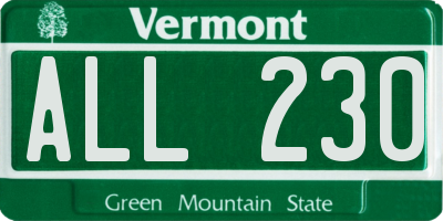 VT license plate ALL230