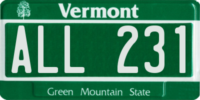 VT license plate ALL231