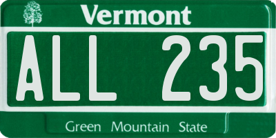 VT license plate ALL235