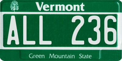 VT license plate ALL236