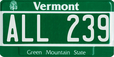VT license plate ALL239