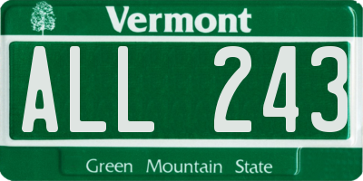 VT license plate ALL243
