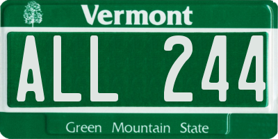 VT license plate ALL244