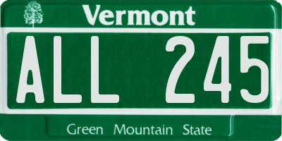 VT license plate ALL245